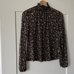 Wild Fable Mesh Black Floral Blouse